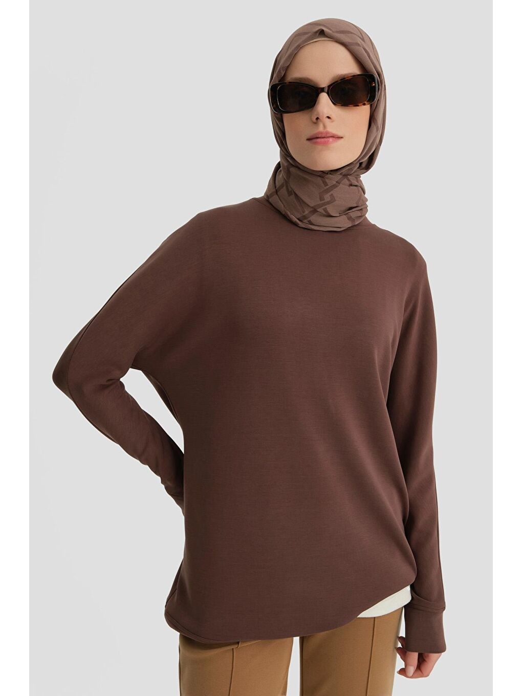 Kahverengi Yarasa Kol Tunik 24Kd4225 Acı Kahve