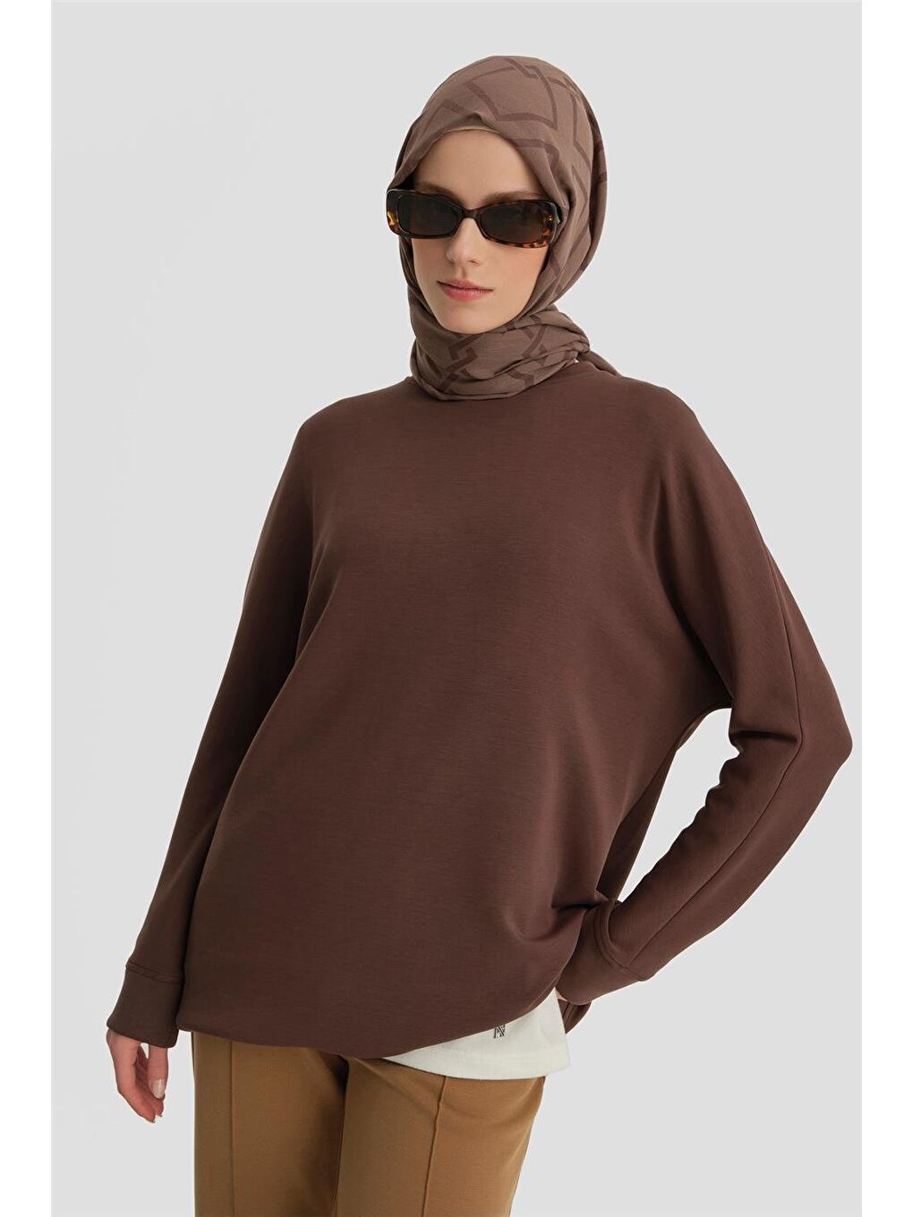 Kahverengi Yarasa Kol Tunik 24Kd4225 Acı Kahve-2
