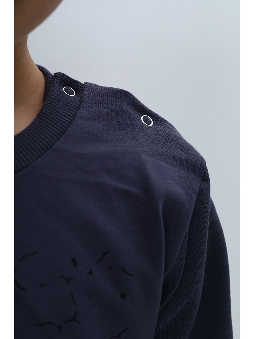 Gri Erkek Çocuk Çıtçıtlı Köpek Balığı Baskılı Sweatshirt-4