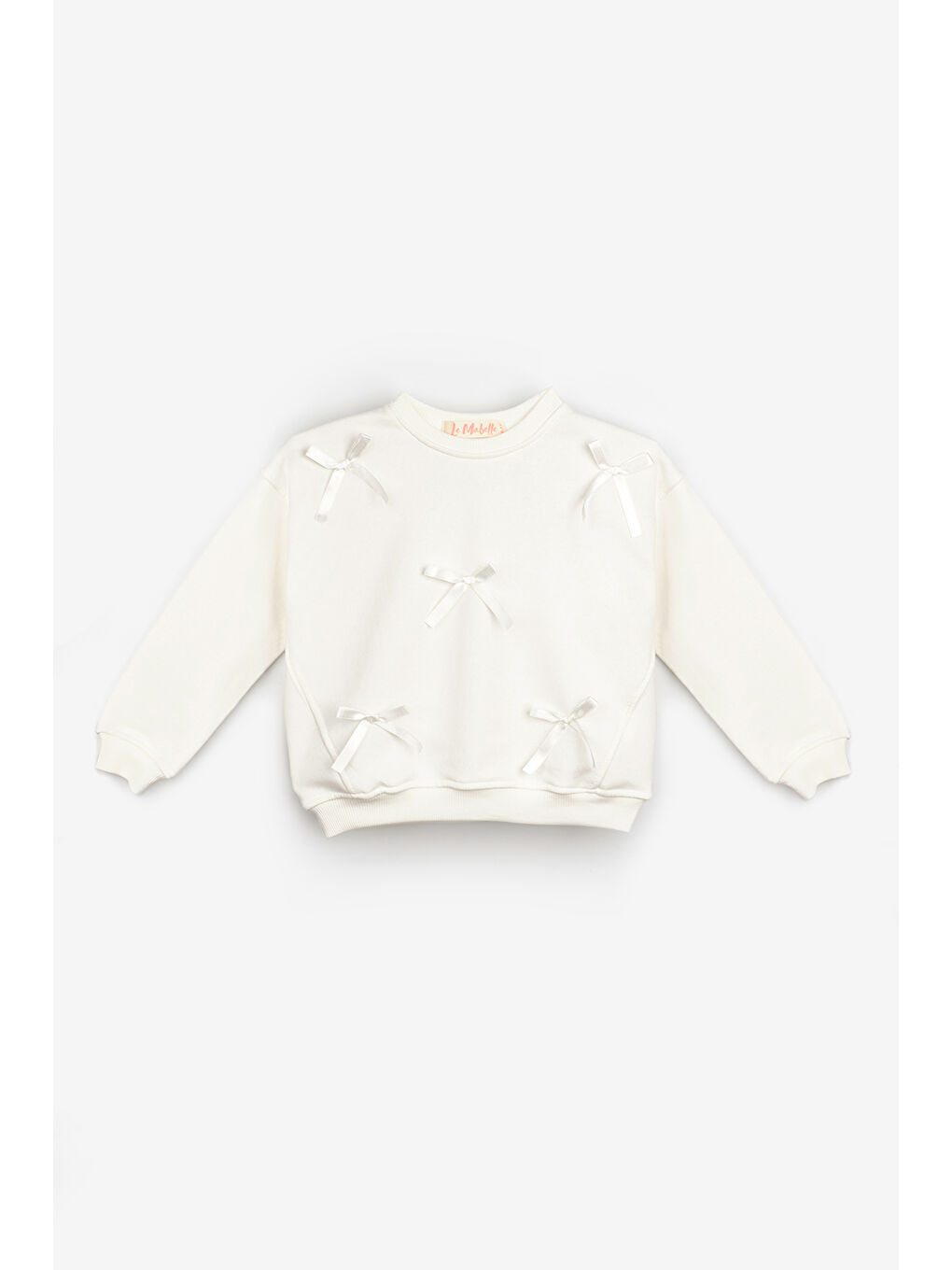 Ekru Fiyonk Detaylı Kız Çocuk Sweatshirt-2