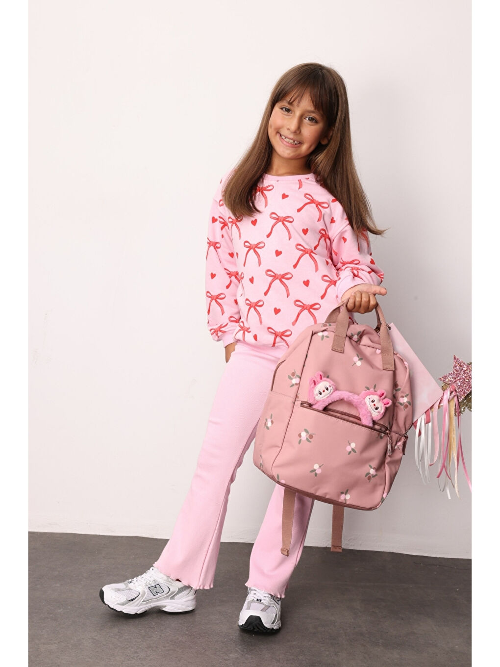 Pembe Fiyonk Baskılı Kız Çocuk Eşofman Takımı - Bonnie-1