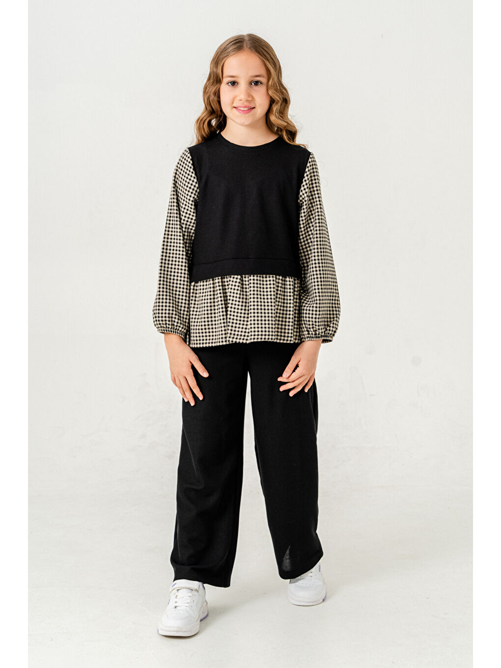 Kız Çocuk Ekose Casual Takım 5-9 Yaş Siyah 3750-1