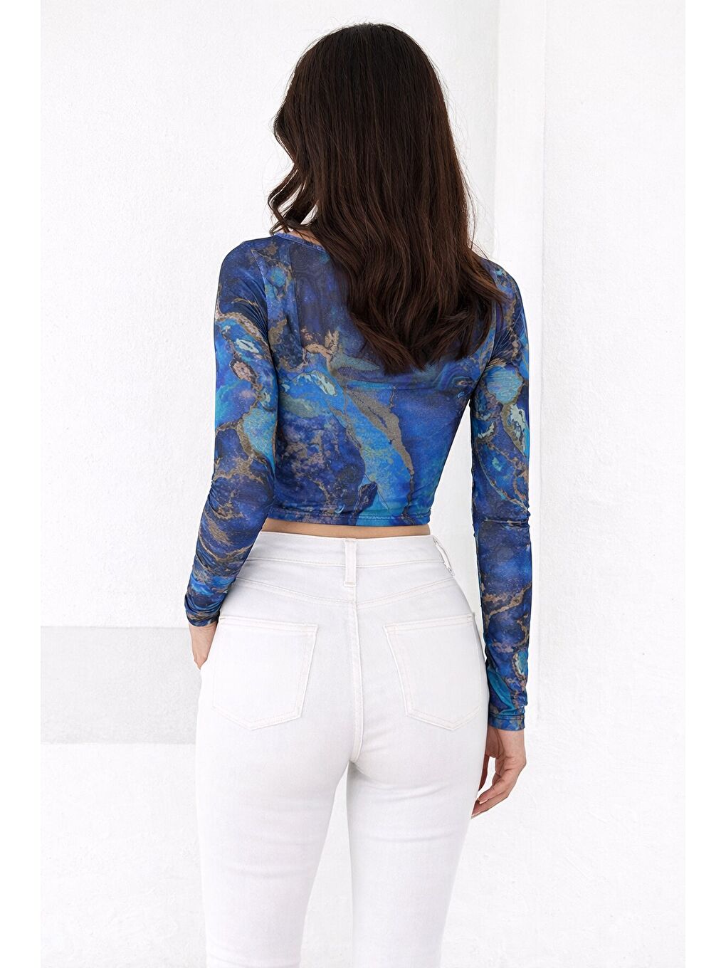 Mavi Kadın Paisley Desenli Kare Yaka Bluz-2