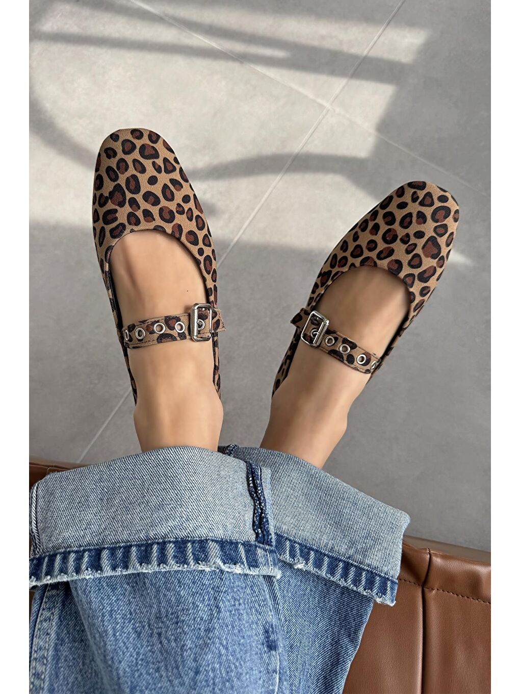 Kahverengi Jules  Kadın  Kemer  Detay  Kumaş  Babet Leopar-1