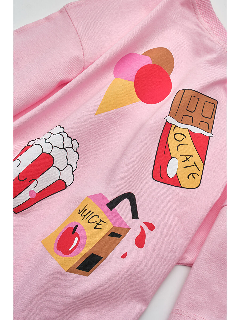 Pembe Dondurma Baskılı Çocuk Tişört-3