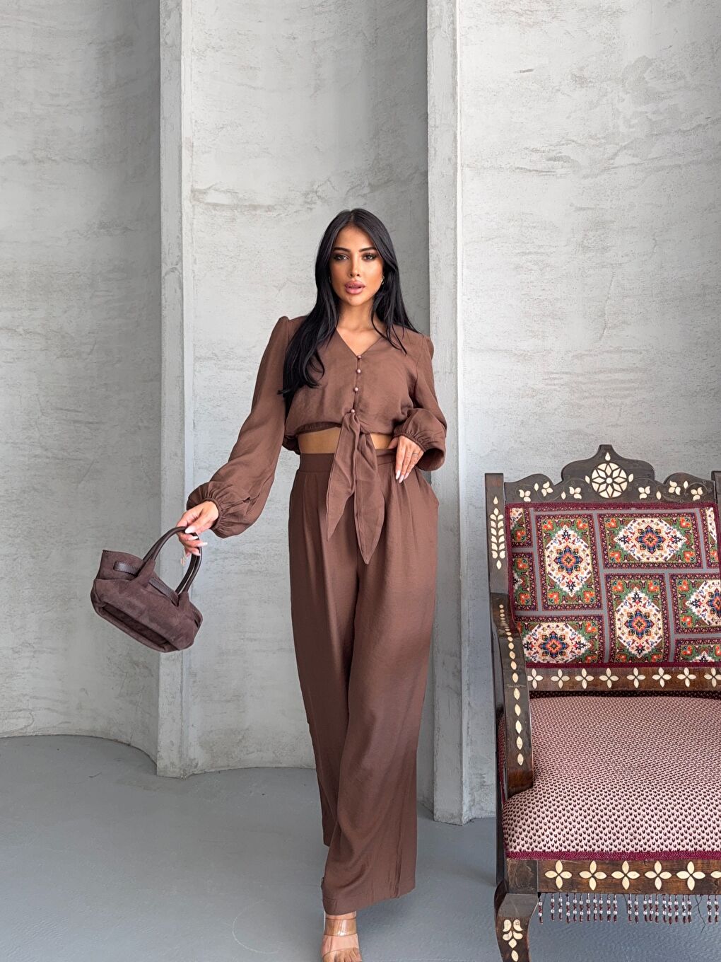 Kahverengi Kahve Massimo Takım Modal Kumaş