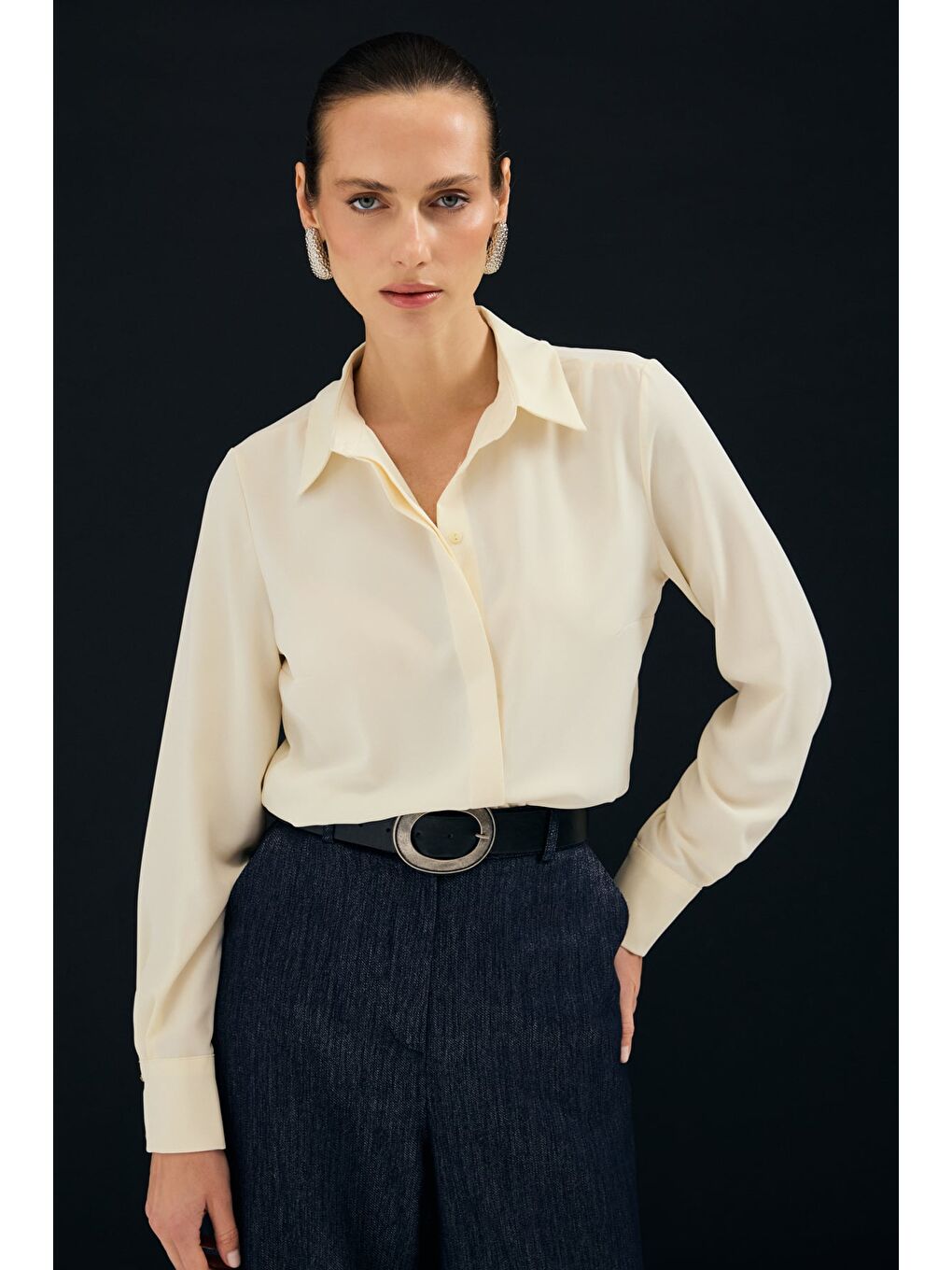 Klasik Düz Gömlek - Sarı-1