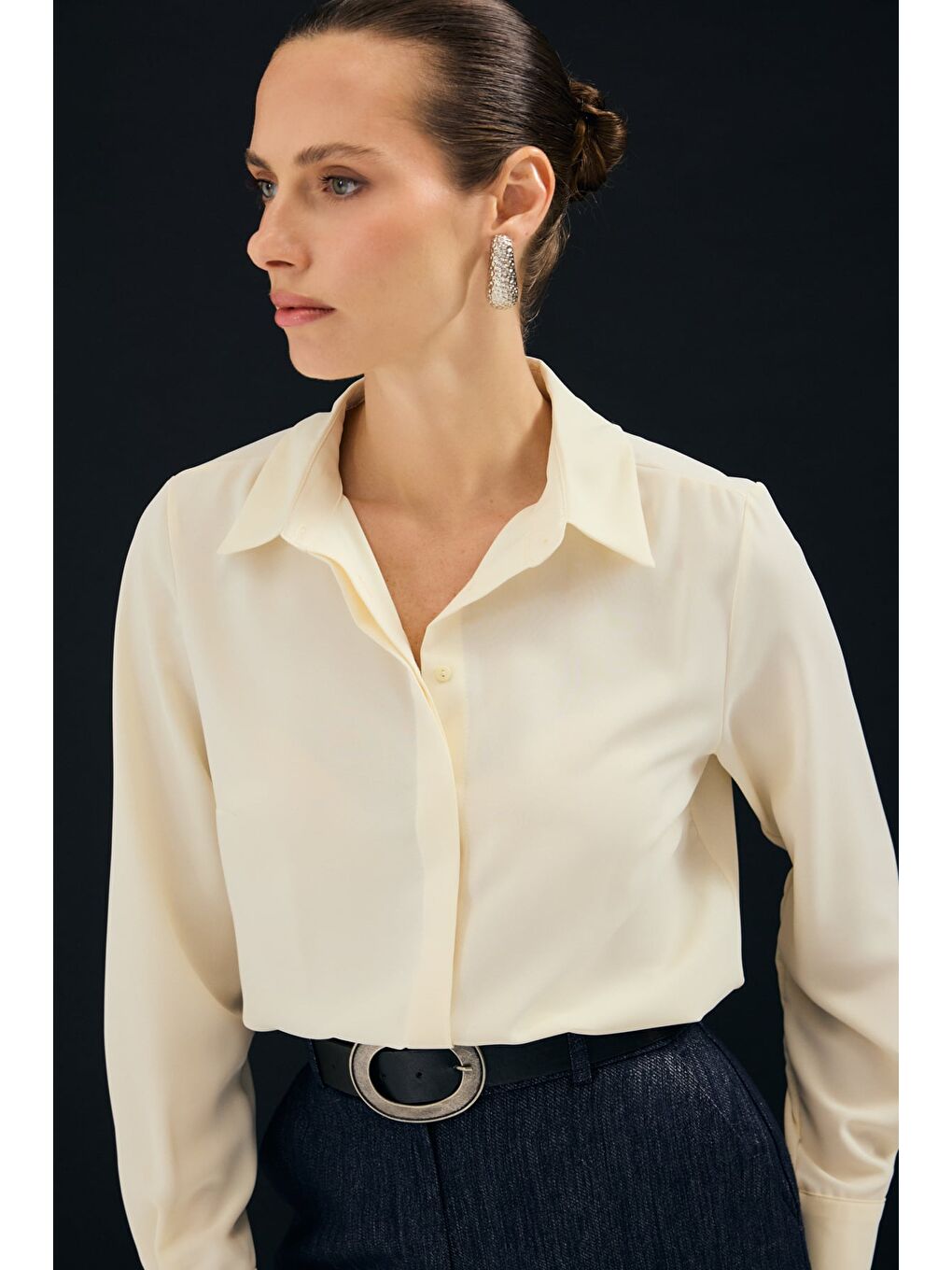 Klasik Düz Gömlek - Sarı-2