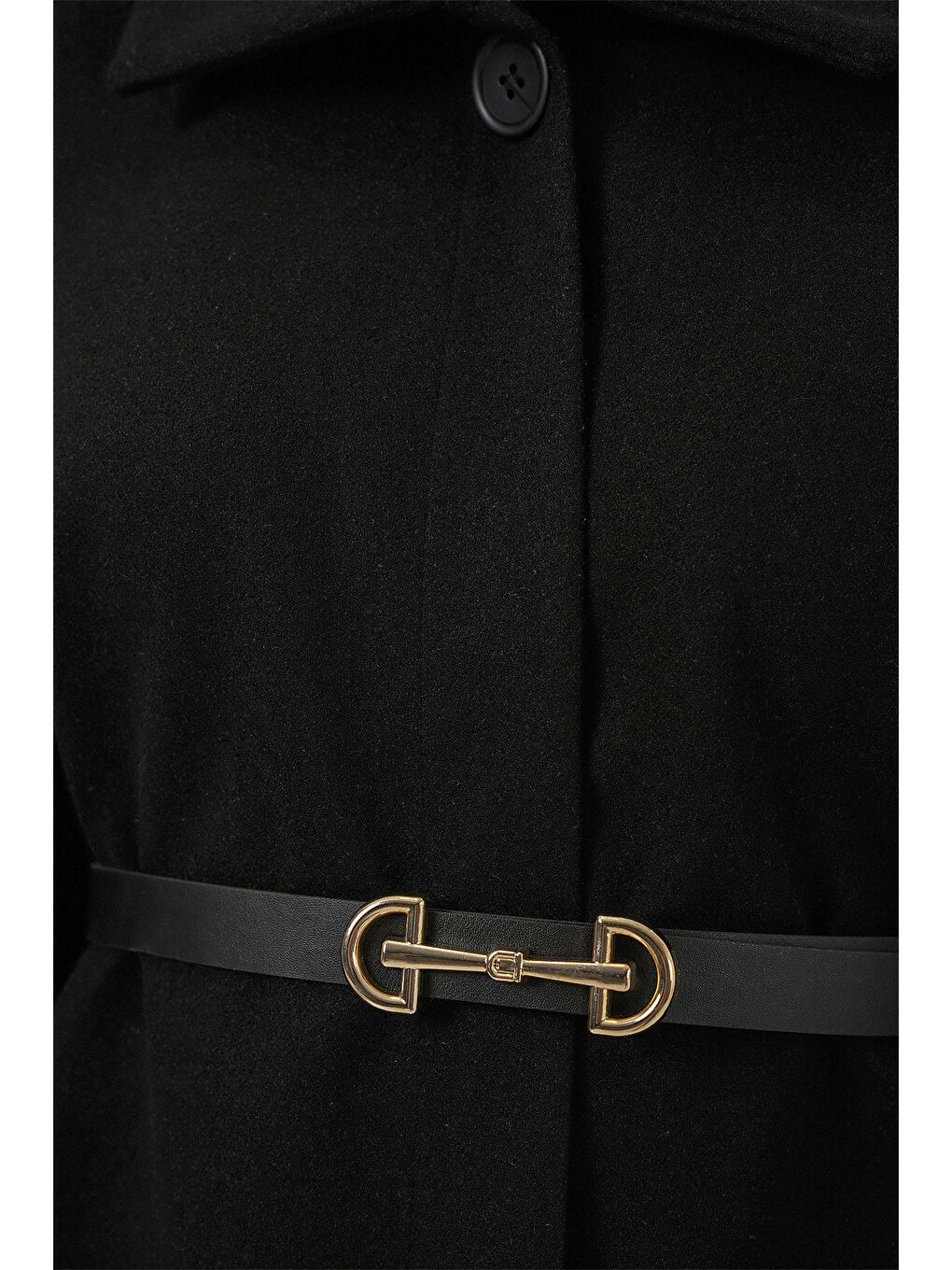 Kadın Kemerli Kaşe Panço 9170 - Siyah-4