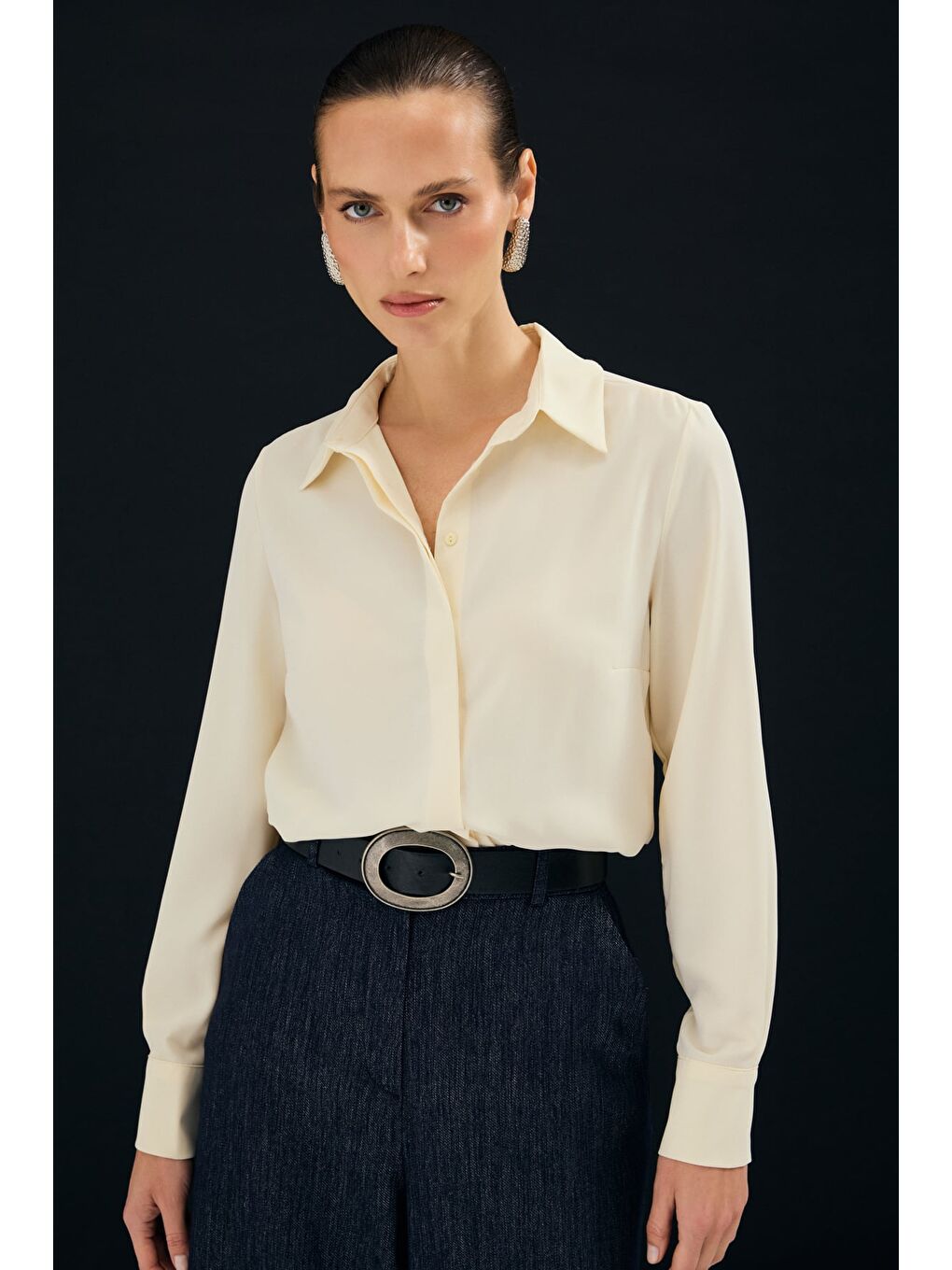 Klasik Düz Gömlek - Sarı-3