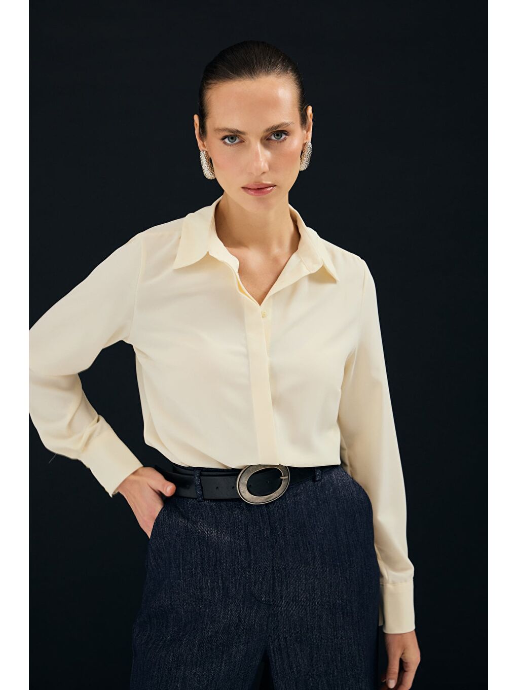 Klasik Düz Gömlek - Sarı-5