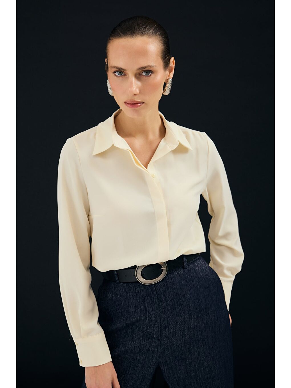 Klasik Düz Gömlek - Sarı-6