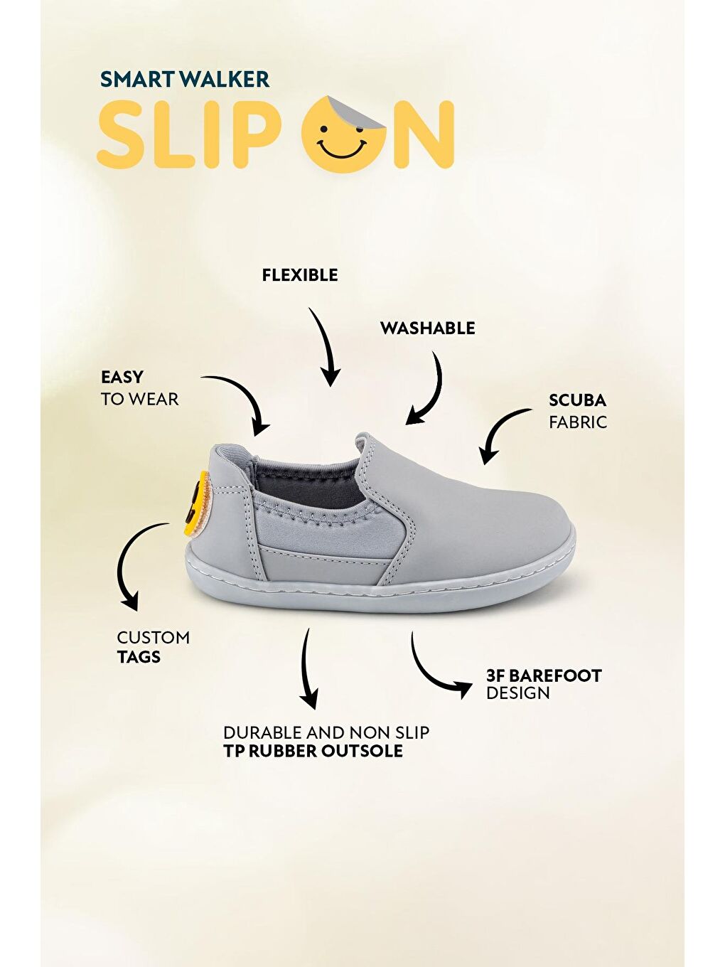 Smart Walker Slip-On #Tags Süper Mat Gri Barefoot Işıklı Çocuk Ayakkabı-2