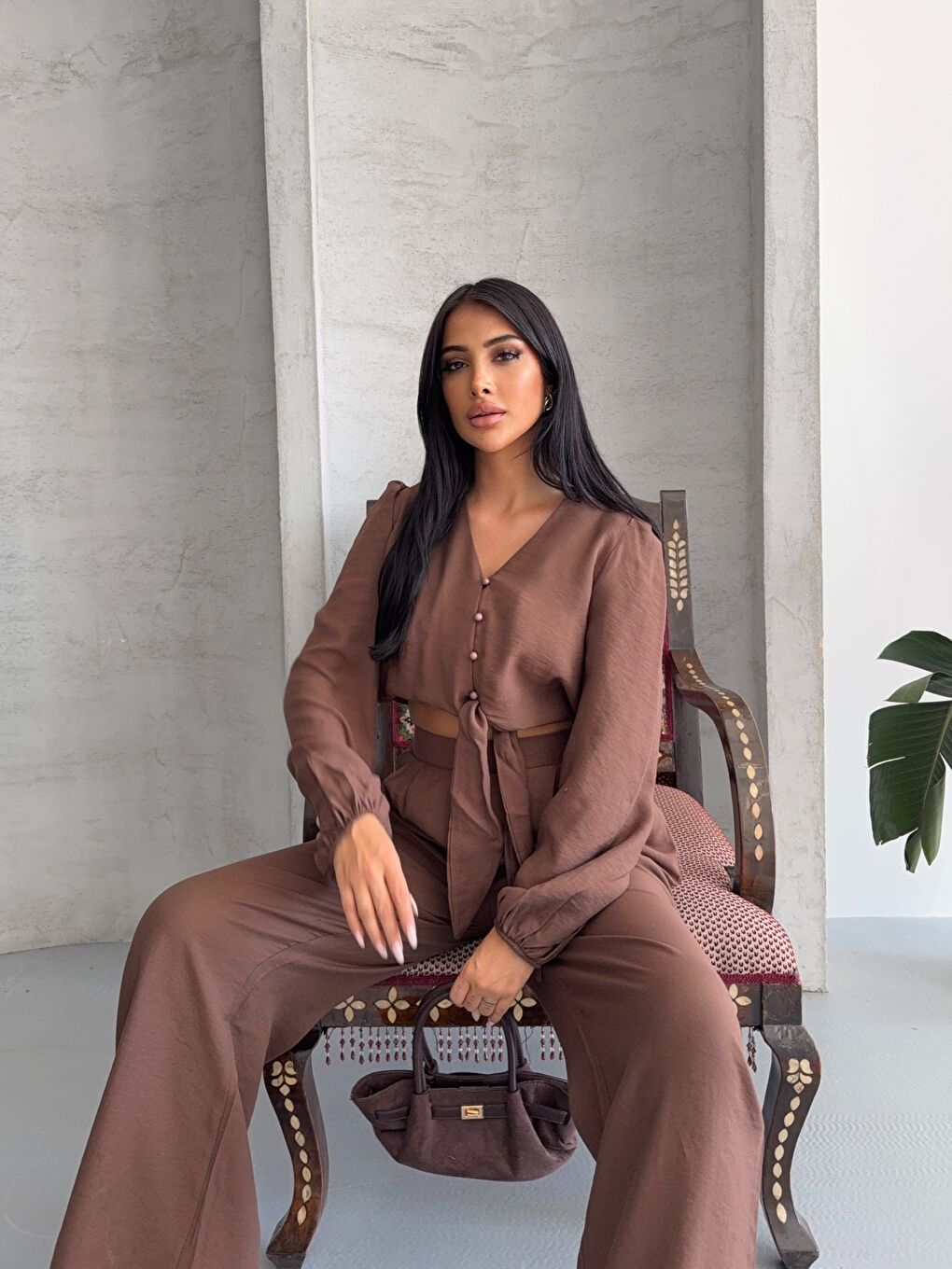 Kahverengi Kahve Massimo Takım Modal Kumaş-1