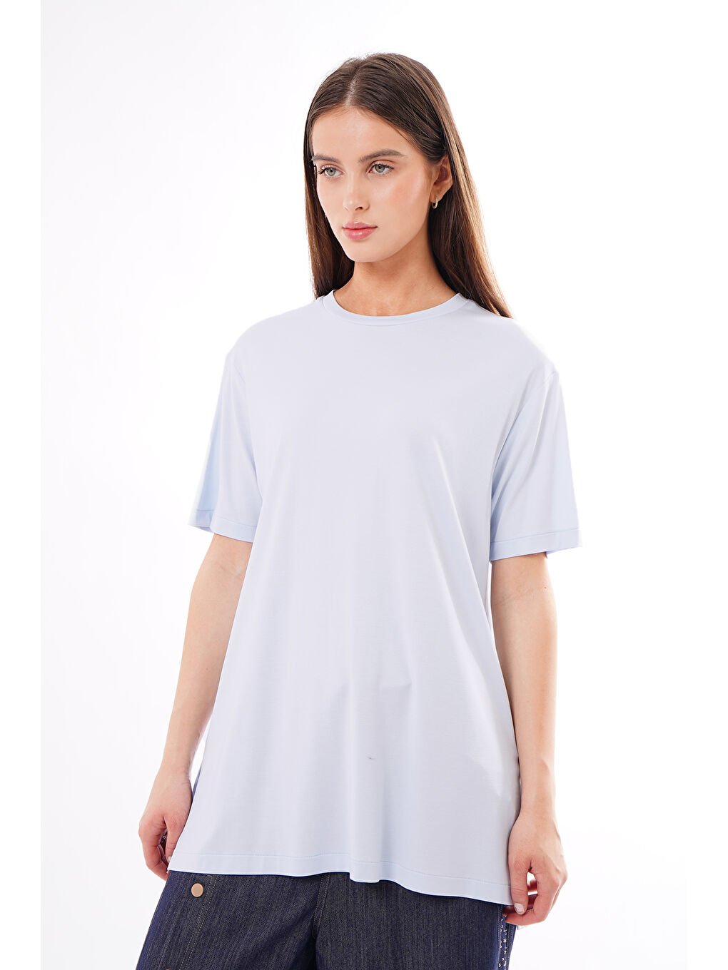 Kısa Kollu Bambu Bluz 161 Mavi