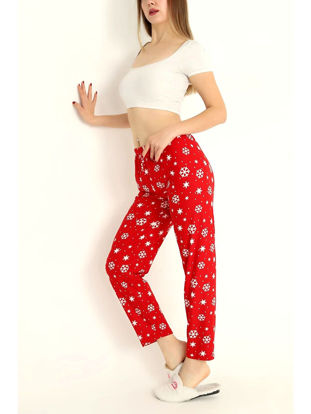 Kırmızı Kar Taneli Pijama Altı Kirmizi - 26810-3