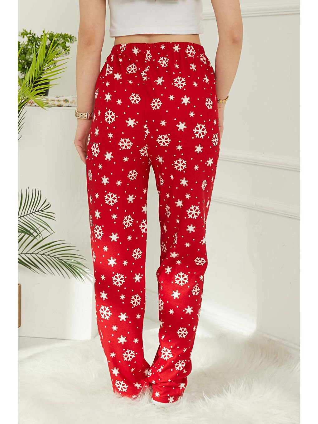 Kırmızı Kar Taneli Pijama Altı Kirmizi - 26810-6