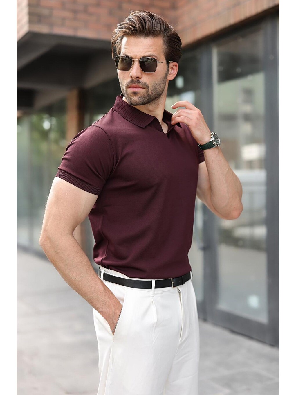 Mürdüm Regular Fit Polo Yaka Triko Erkek Tişört E7502-1