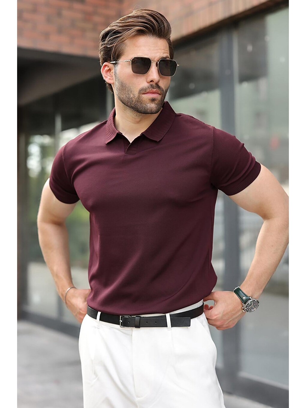 Mürdüm Regular Fit Polo Yaka Triko Erkek Tişört E7502-4