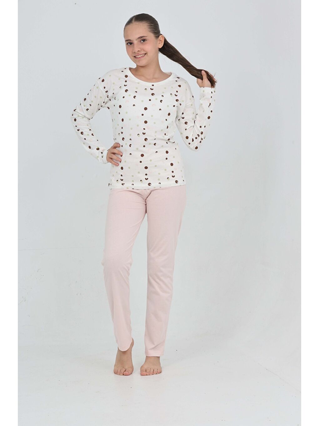 Pembe Kız Çocuk Karma Baskılı Pijama Takım-1