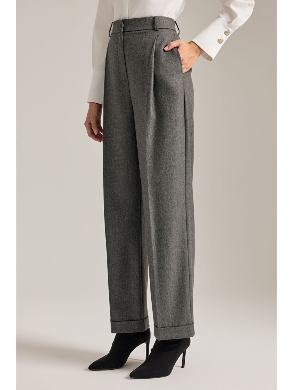 Antrasit Klasik Dokuma Pantolon-2