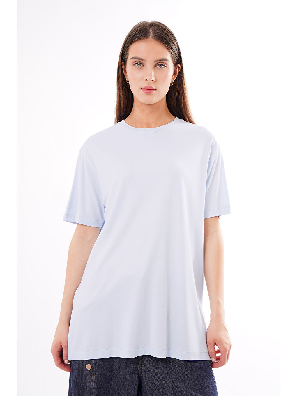 Kısa Kollu Bambu Bluz 161 Mavi-1