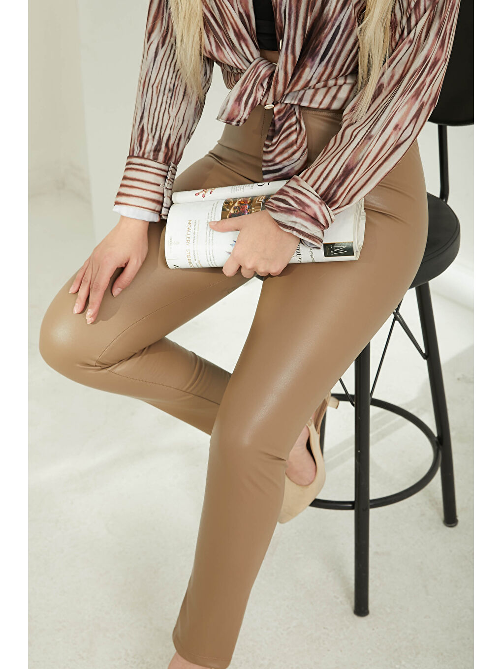 Bej Deri Tayt Vizon - 26726