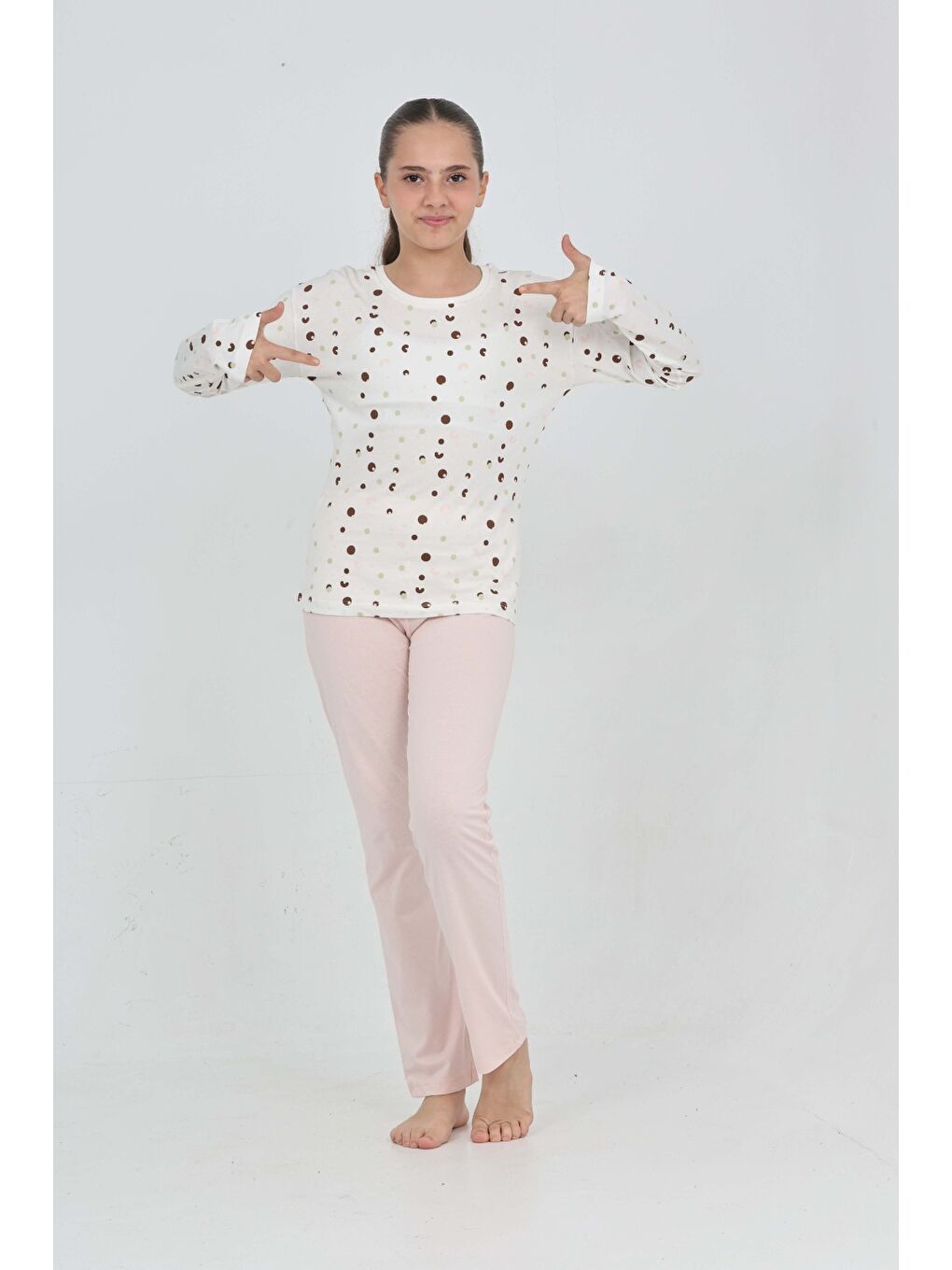 Pembe Kız Çocuk Karma Baskılı Pijama Takım-2