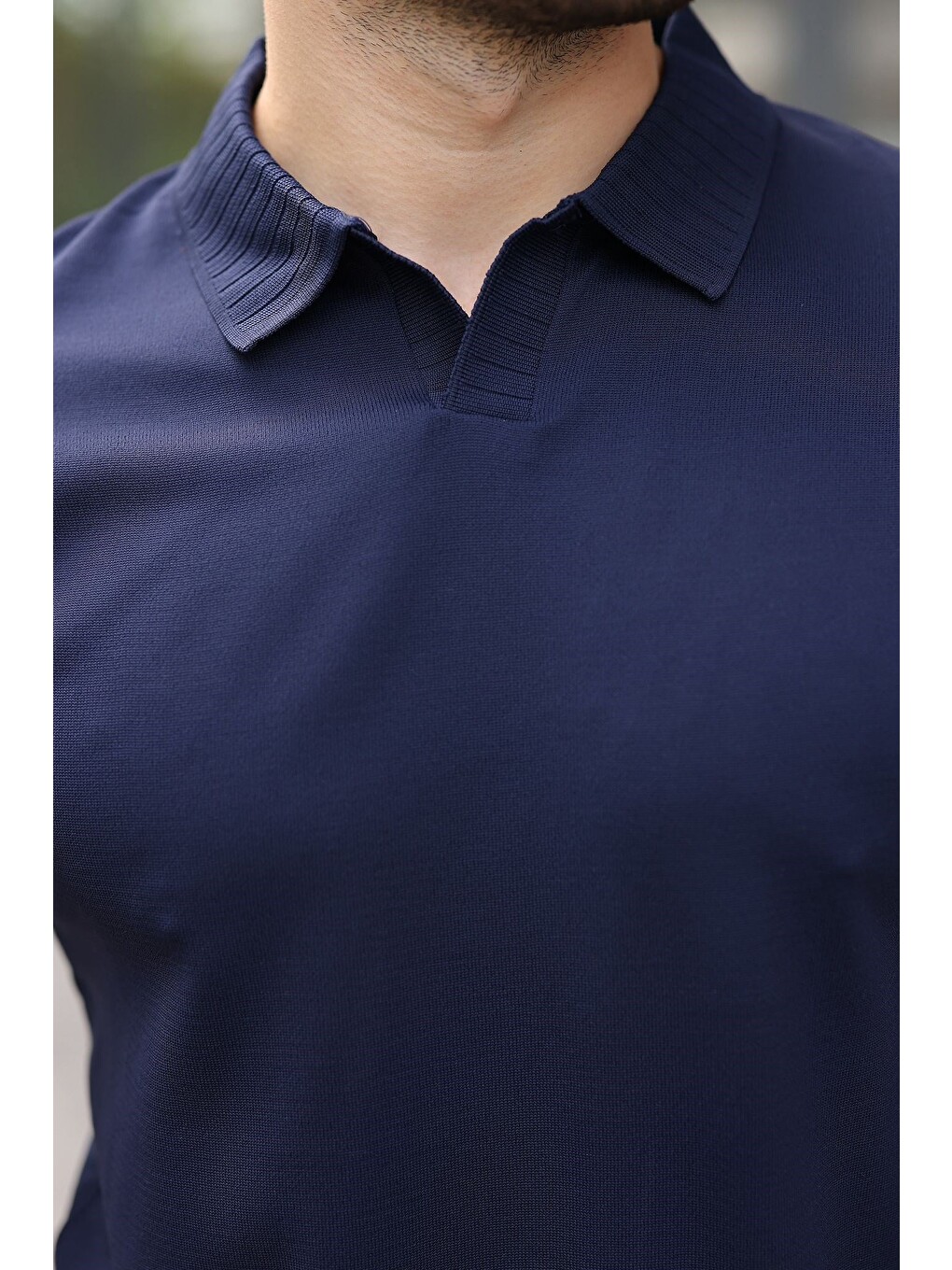 Lacivert Regular Fit Polo Yaka Triko Erkek Tişört E7502-2