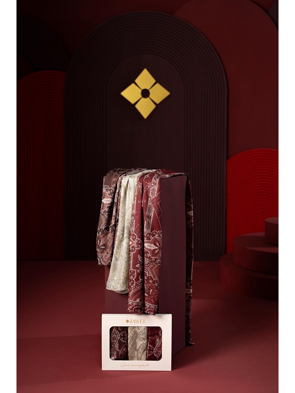 Karışık Kadın Teos Şal Paketi( Kahve-Sütlü Kahve-Koyu Bordo)