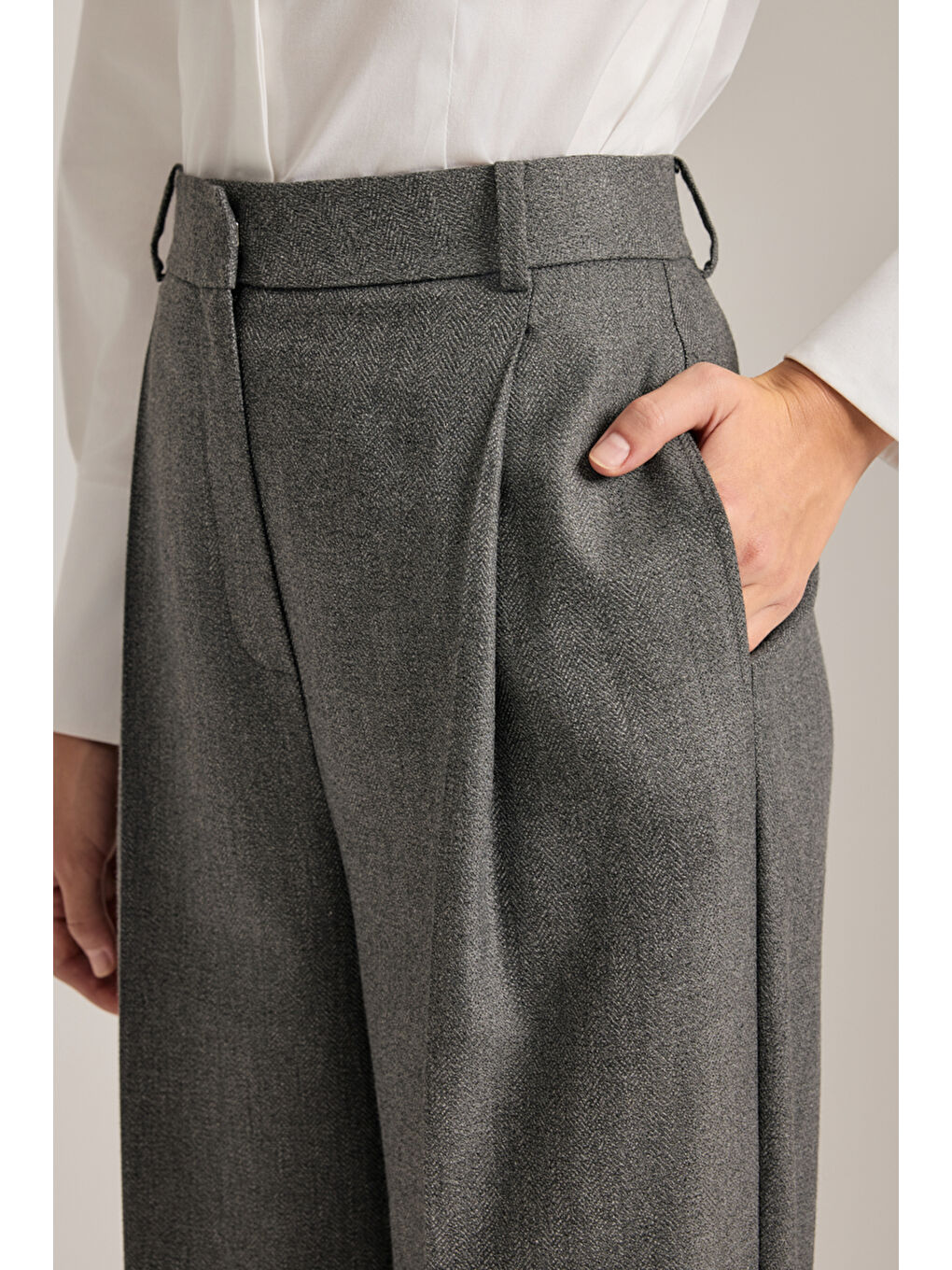 Antrasit Klasik Dokuma Pantolon-3