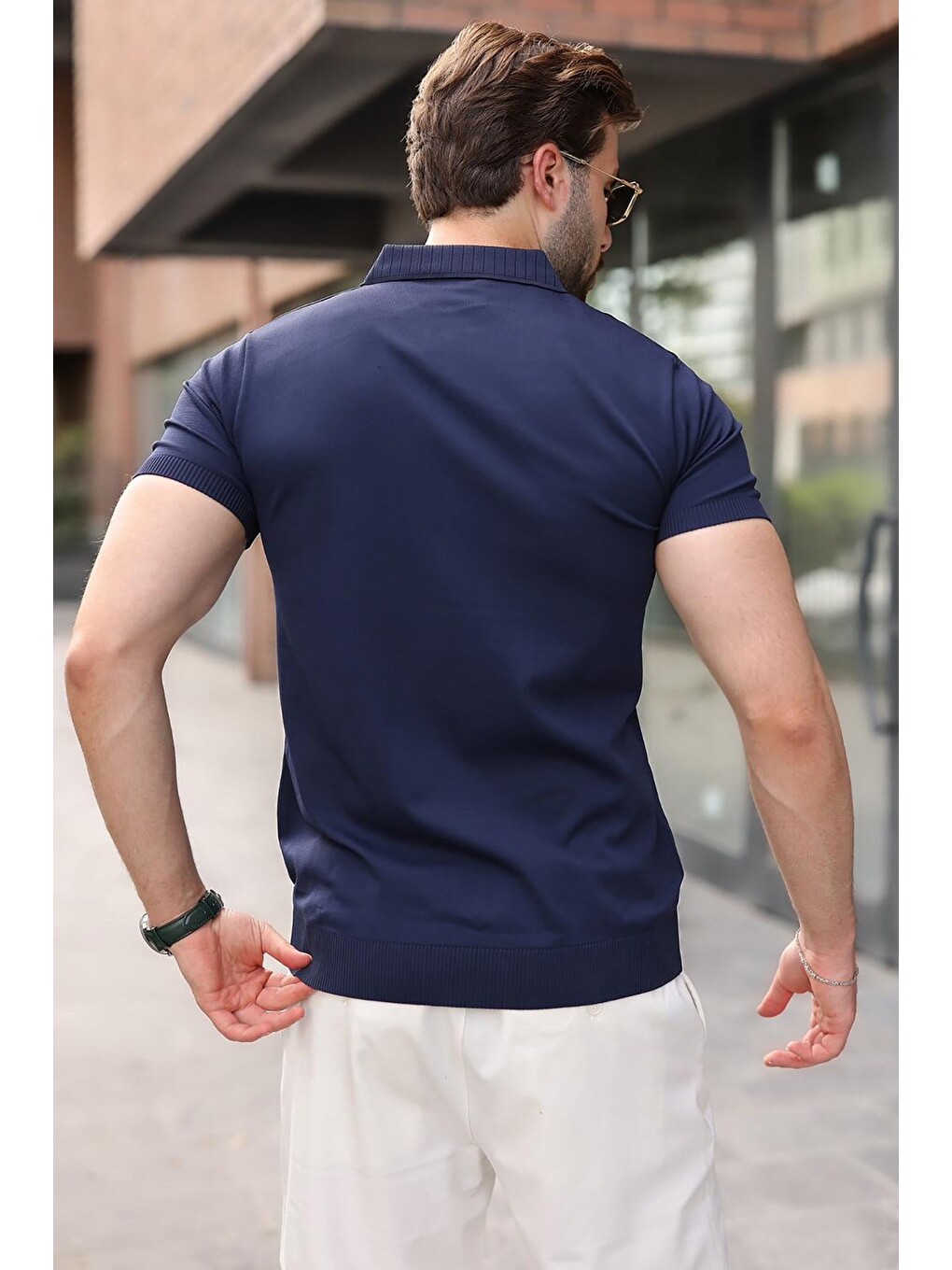 Lacivert Regular Fit Polo Yaka Triko Erkek Tişört E7502-3