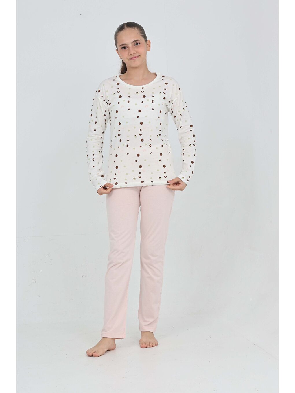 Pembe Kız Çocuk Karma Baskılı Pijama Takım-3