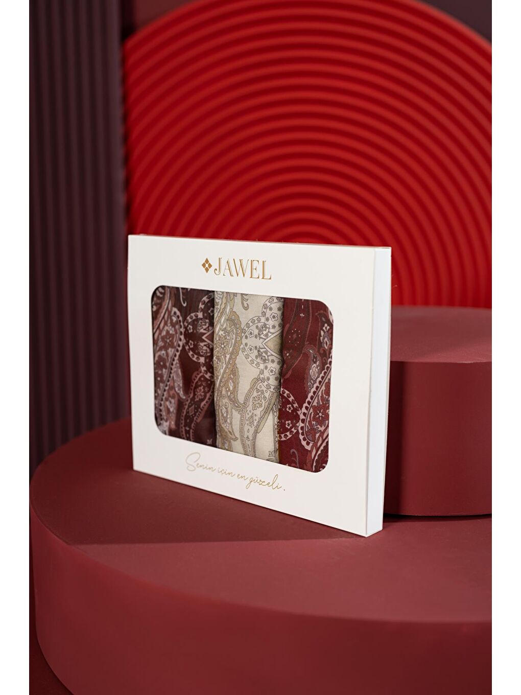 Karışık Kadın Teos Şal Paketi( Kahve-Sütlü Kahve-Koyu Bordo)-1