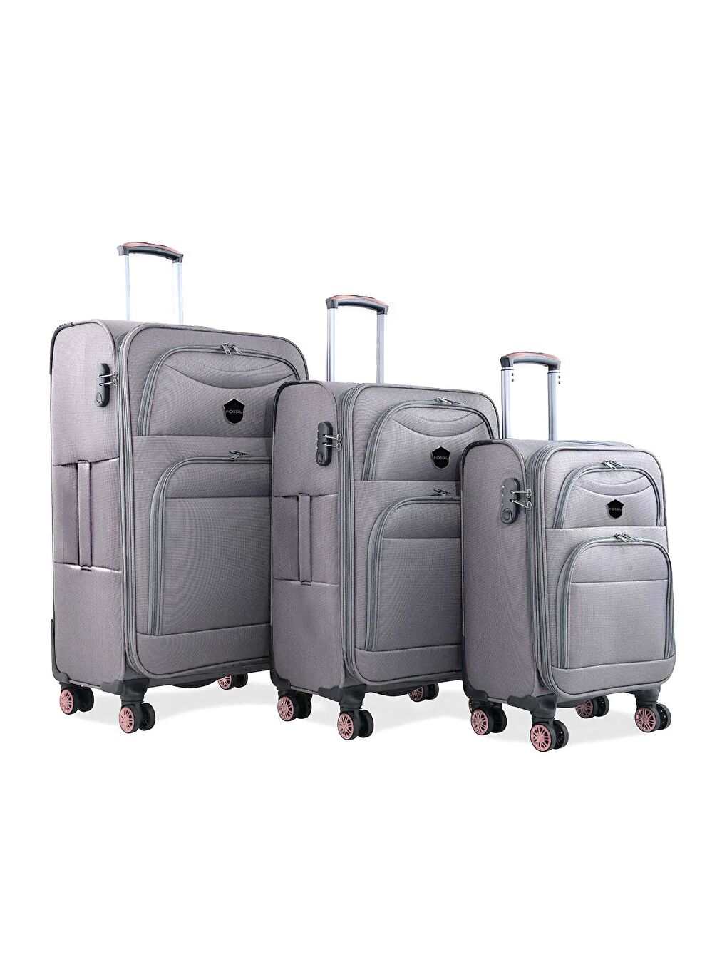 Bej Unisex 3'lü Kumaş Valiz Seti