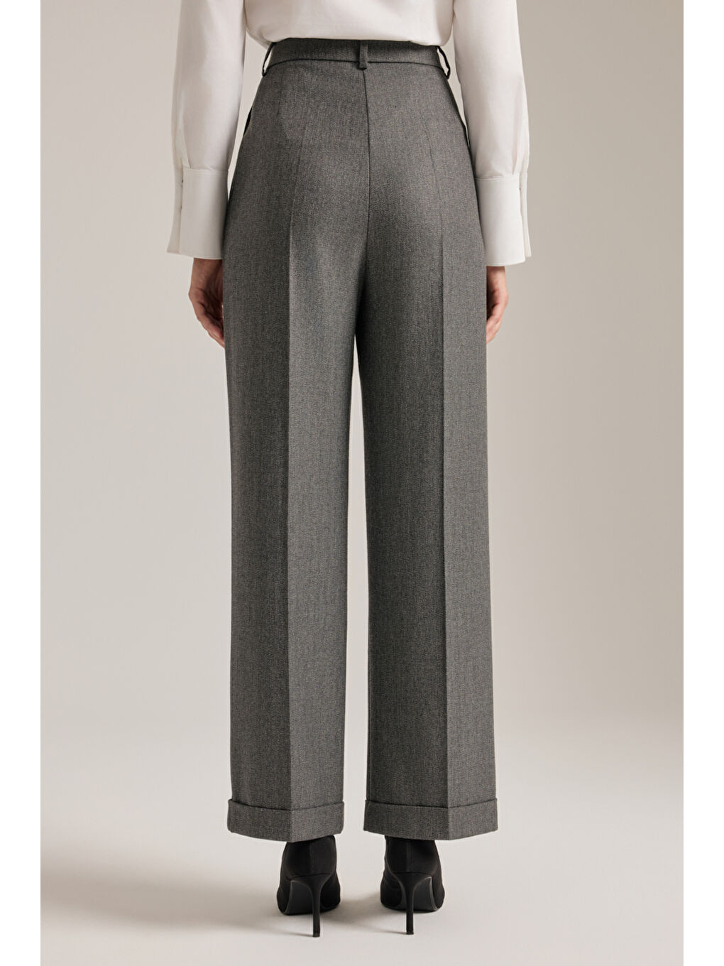 Antrasit Klasik Dokuma Pantolon-4