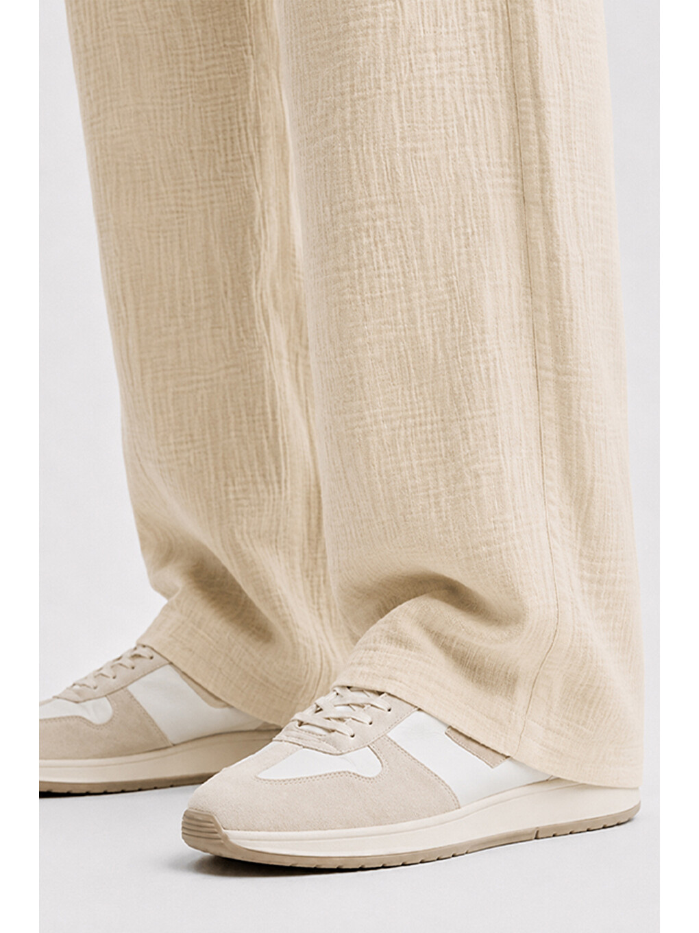 Ekru Erkek Krem Regular Fit Müslin Pantolon-4