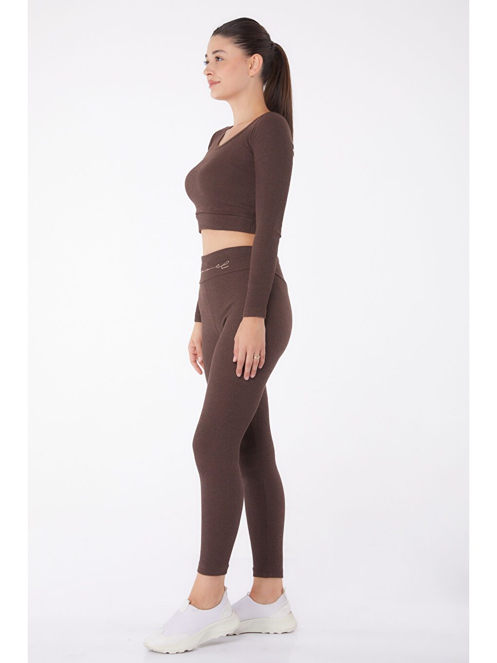 Kahverengi Bluz Tayt İkili Takım Kahve - 26121-2