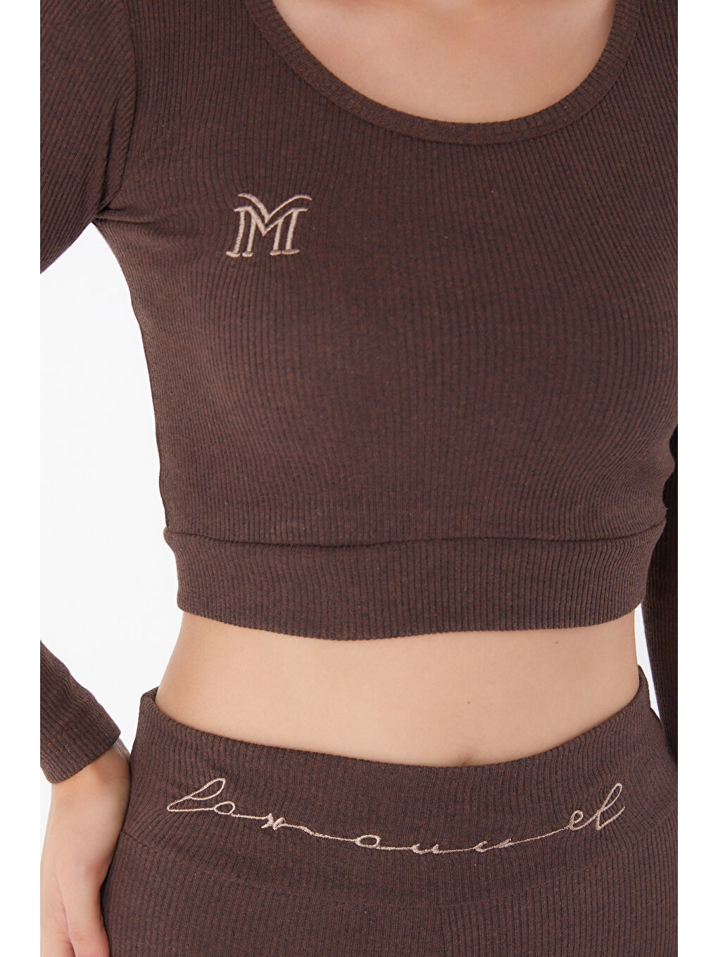 Kahverengi Bluz Tayt İkili Takım Kahve - 26121-4