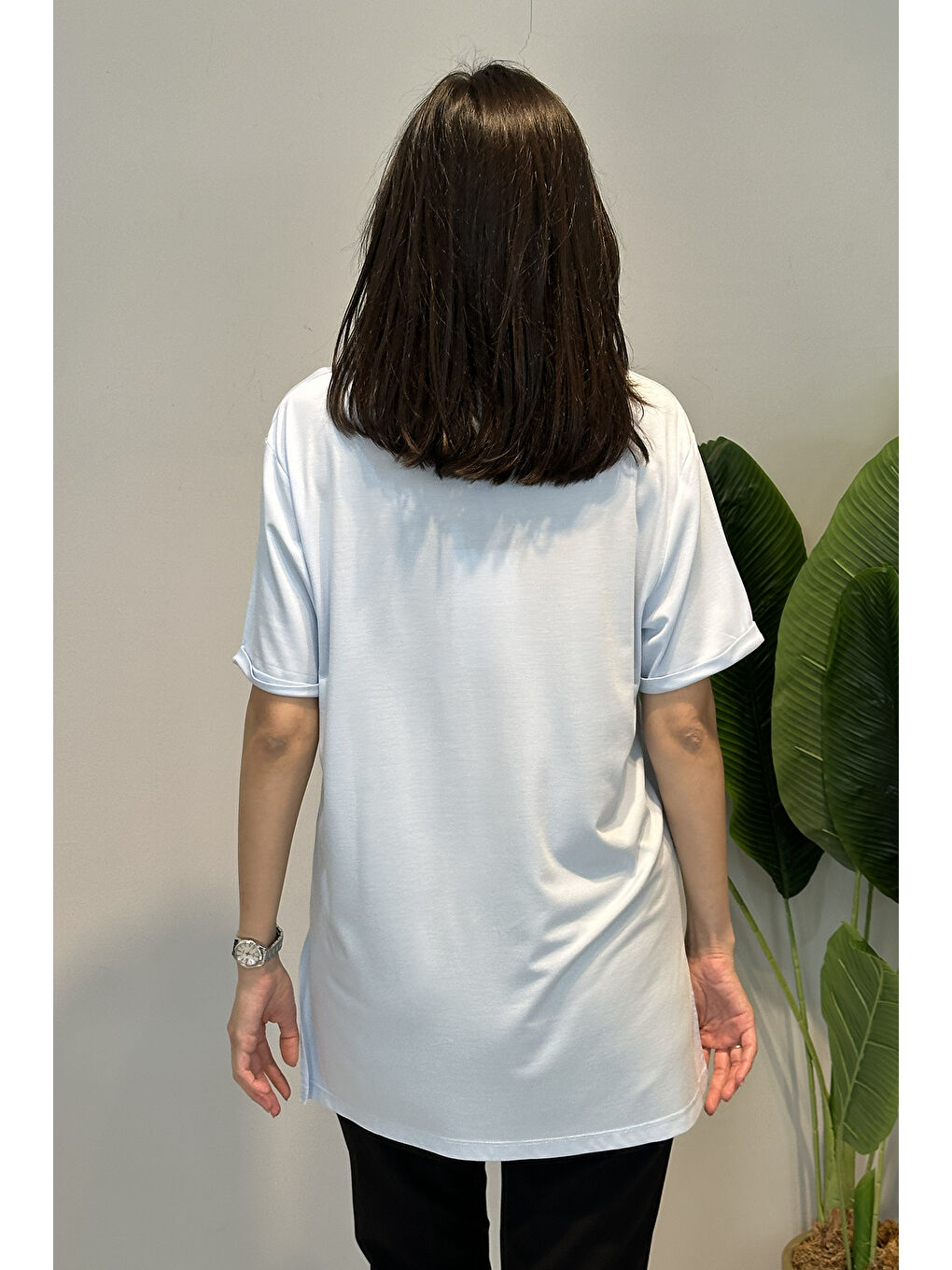 Kısa Kollu Bambu Bluz 161 Mavi-4