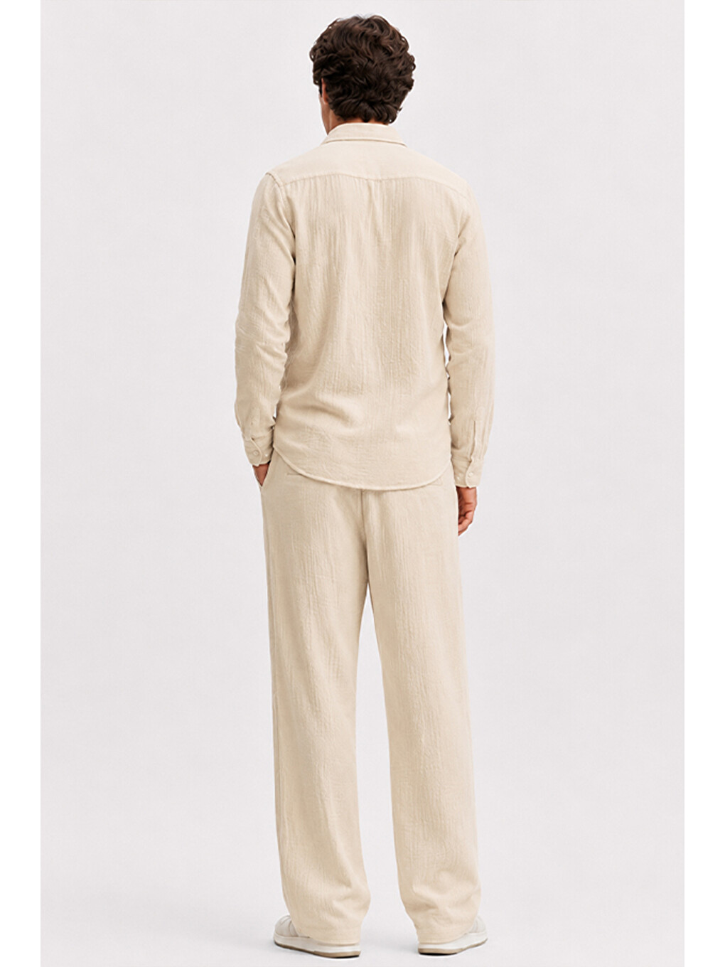 Ekru Erkek Krem Regular Fit Müslin Pantolon-6