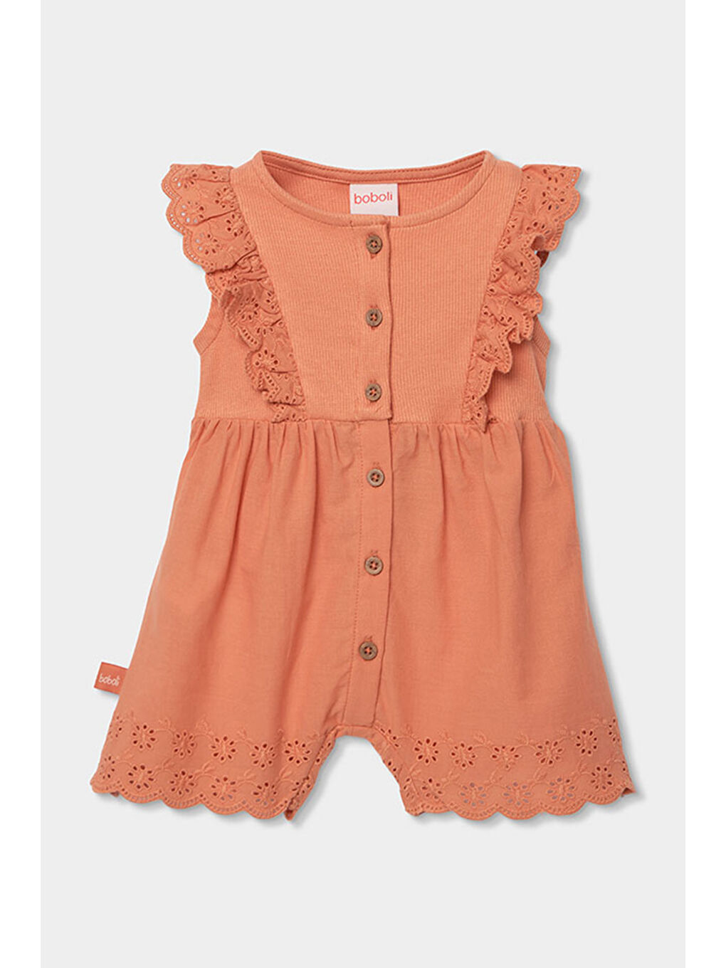 Fırfır Detaylı Tulum 3-18 Ay Kırmızı