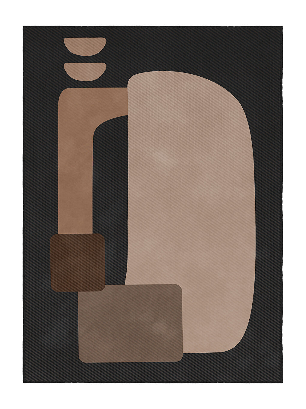 Siyah Dekoratif Salon Halısı, Makinada Yıkanabilir, Kaymaz Taban, İnce & Modern Tasarım