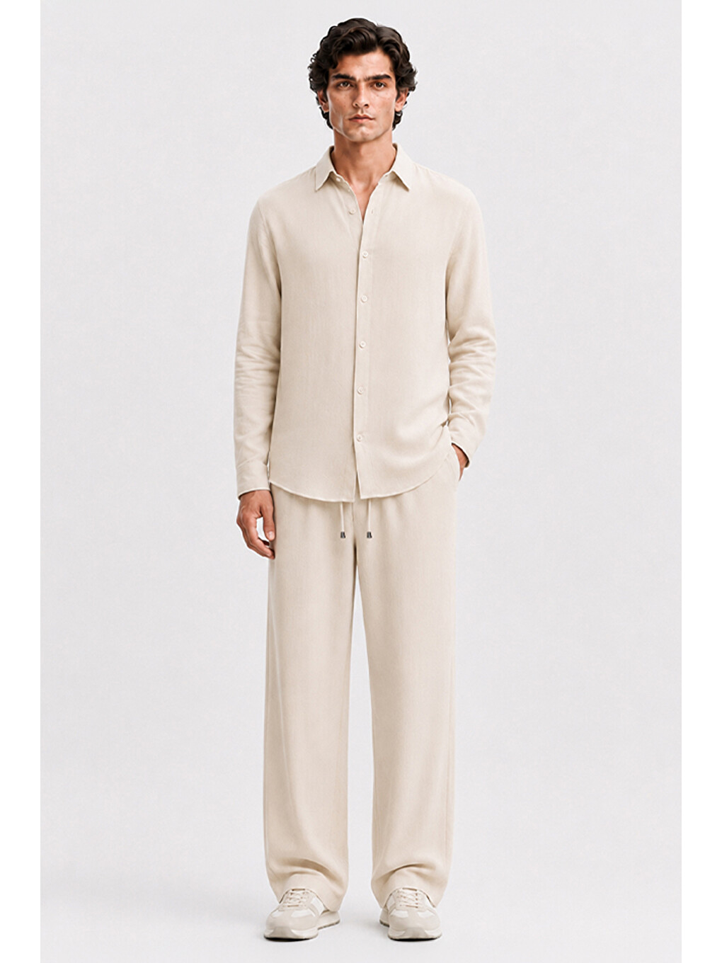 Ekru Erkek Krem Regular Fit Müslin Pantolon-7