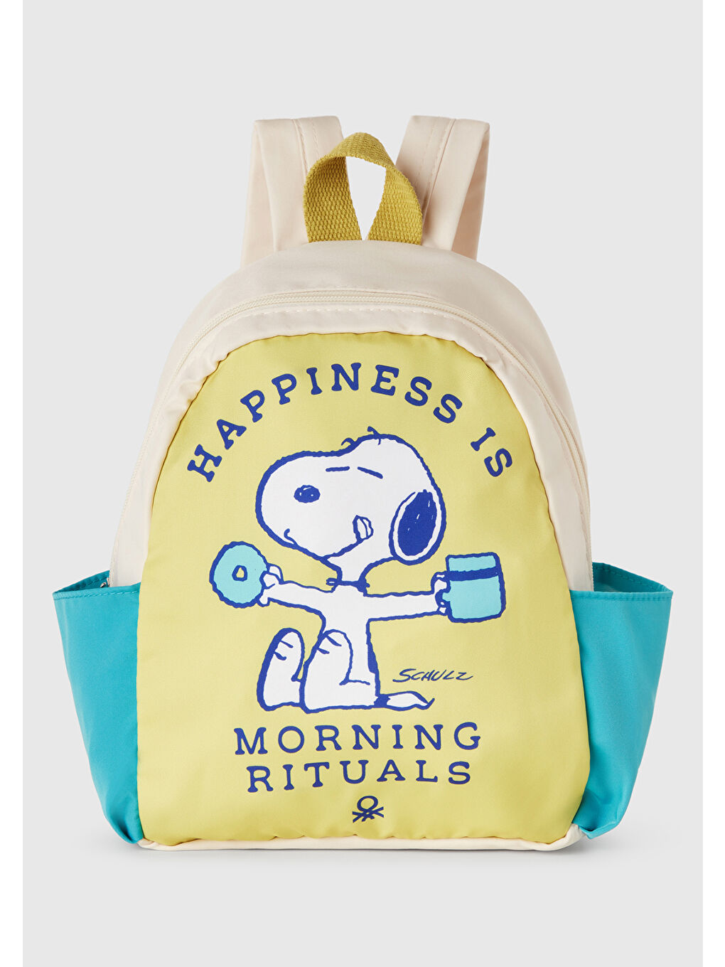 Erkek Çocuk Sarı Peanuts Baskılı Renk Bloklu Kanvas Mini Sırt Çantası