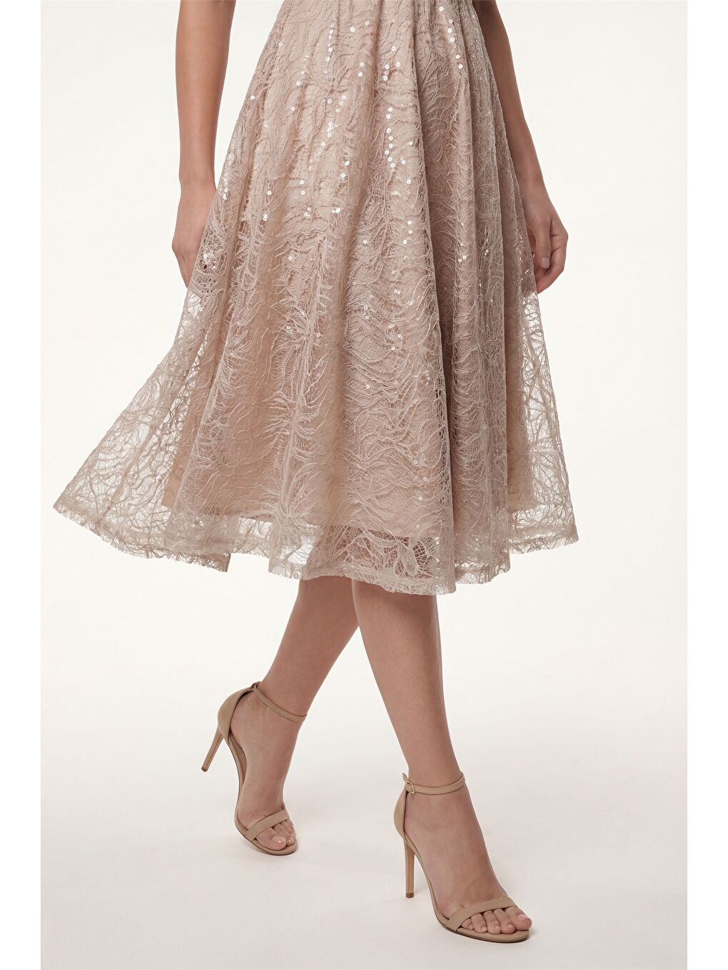 Kadın Bej Balon Kol Kemerli Söz Nişan Nikah Abiye Elbise-3