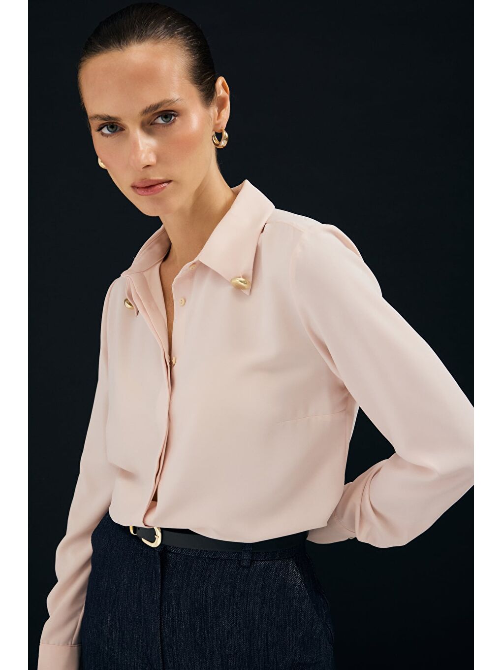 Pembe Lucy Gömlek - Pudra-1