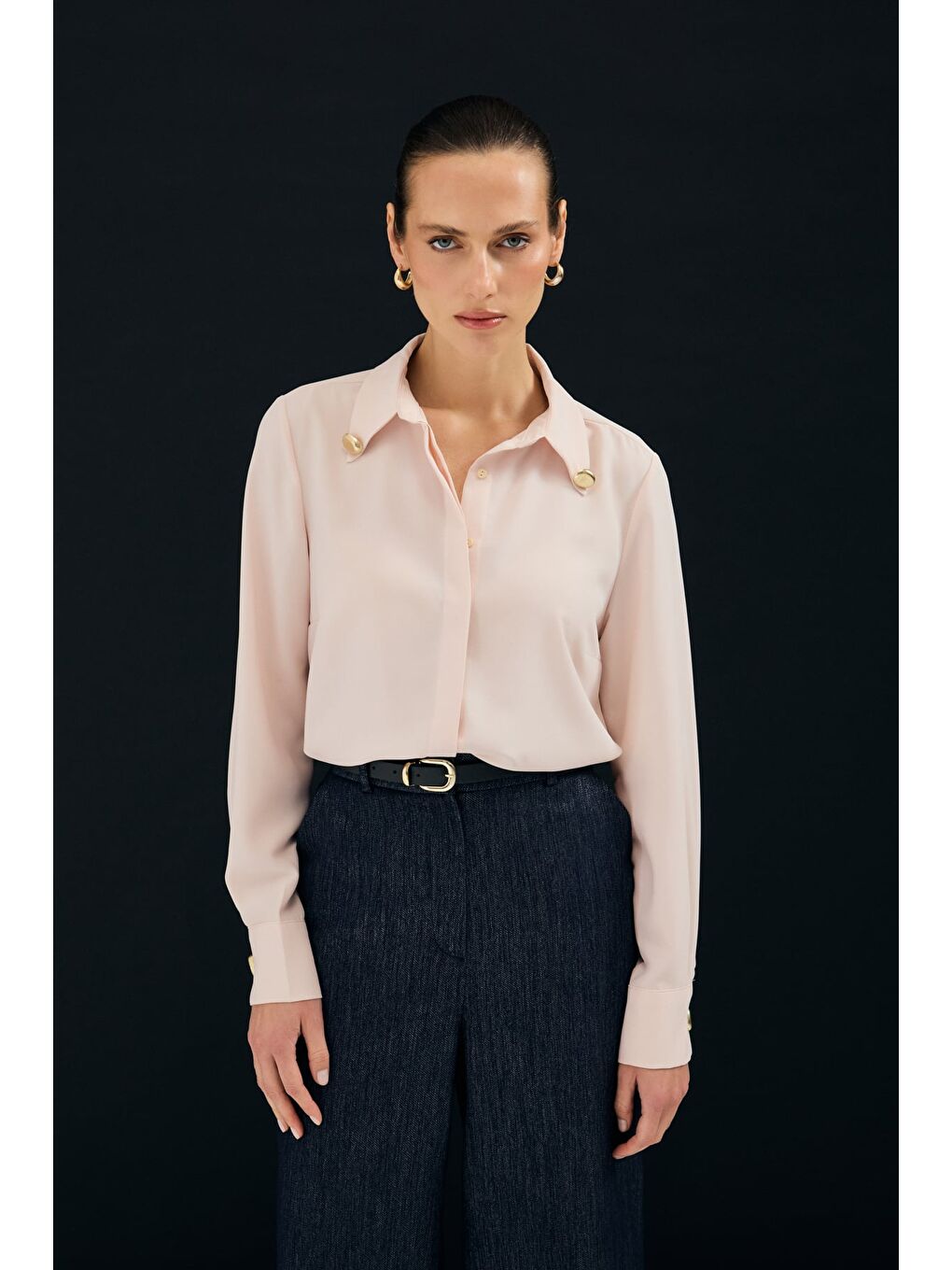 Pembe Lucy Gömlek - Pudra-3