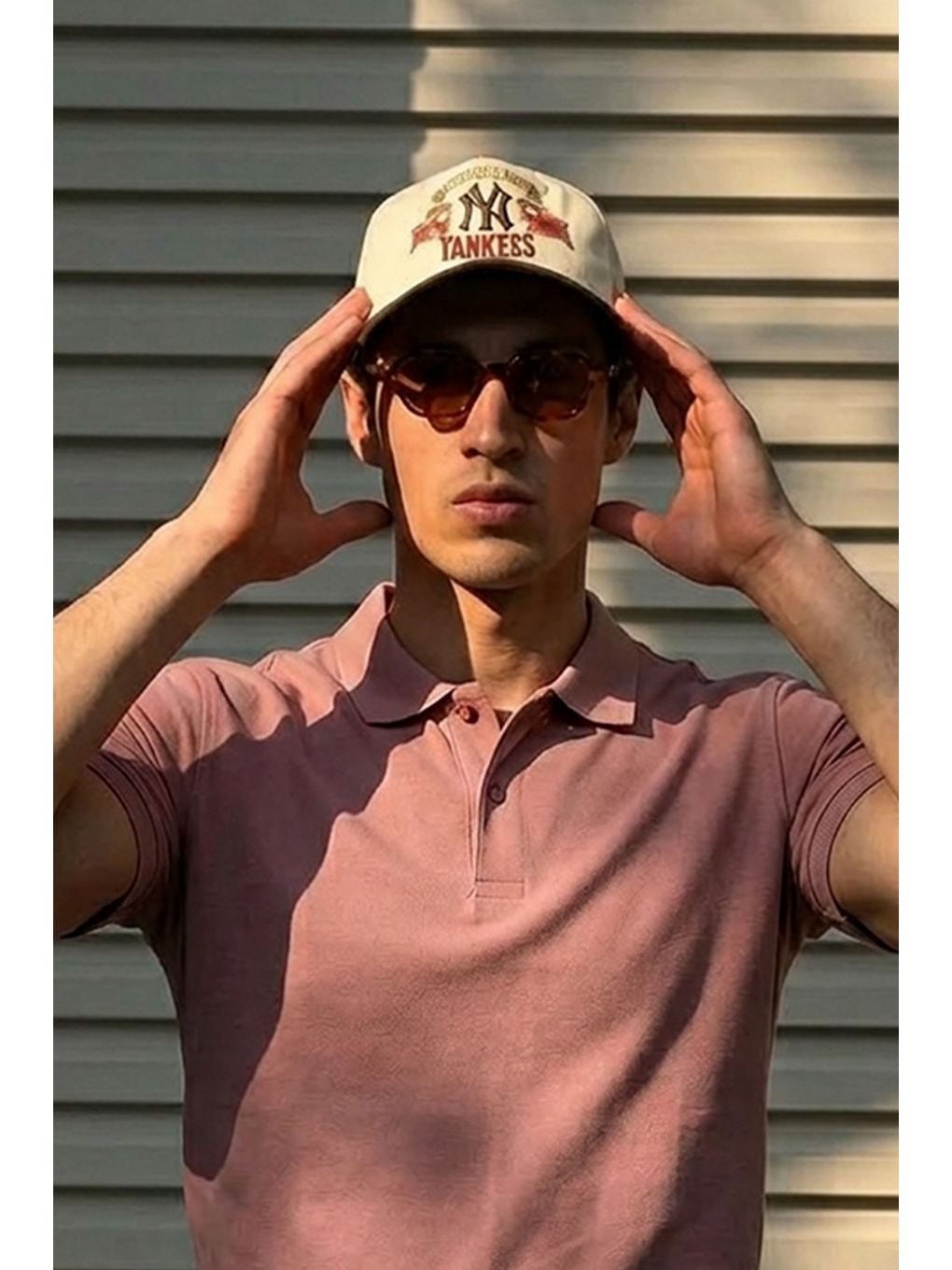Erkek Klasik Slim Fit Pembe Polo Yaka Tişört-5