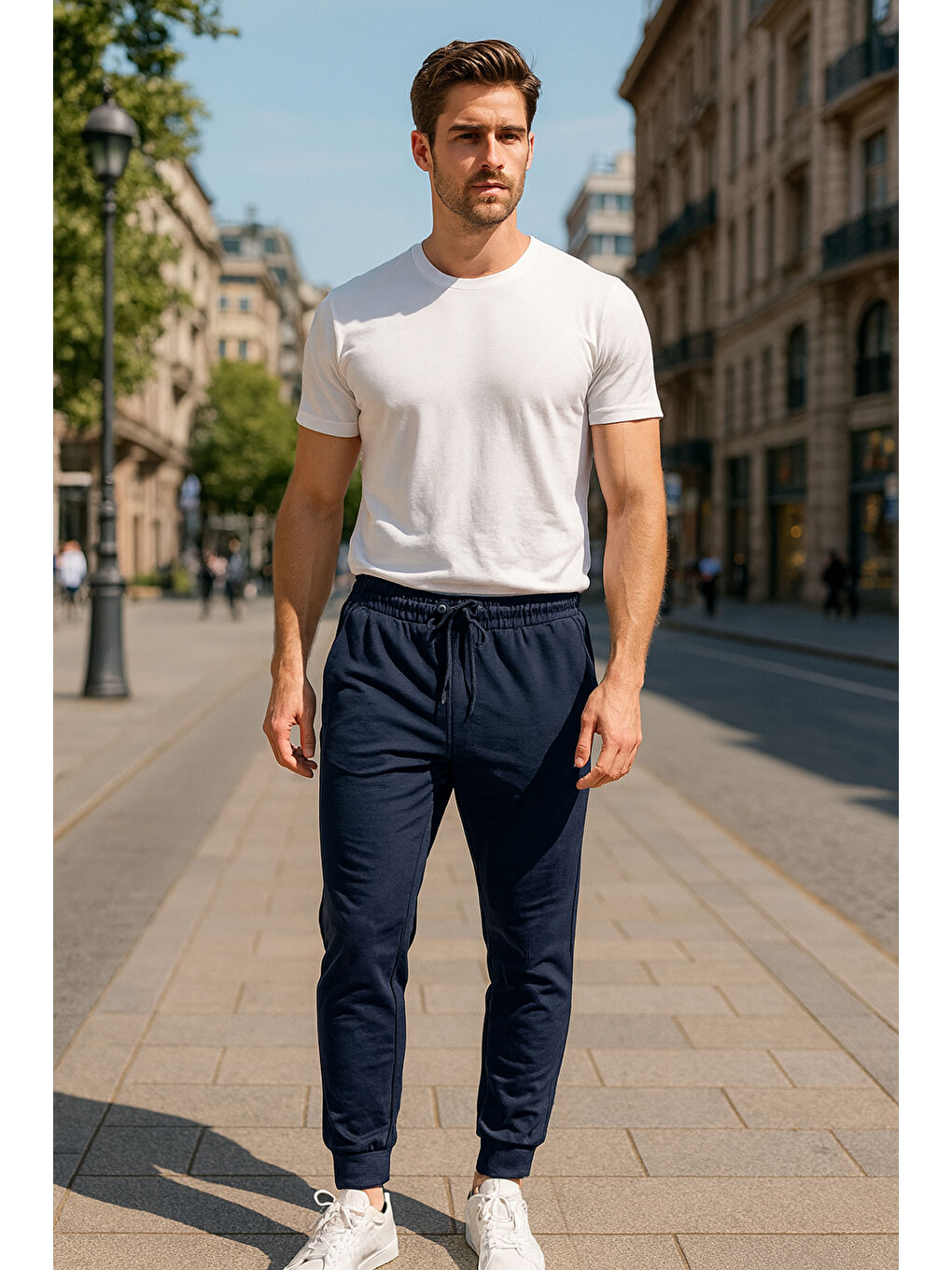 Paçası Beli Lastikli 3 Cepli Erkek Eşofman Altı 6663 Lacivert-1